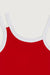 Contrast shoulder strap mini dress in red — main image