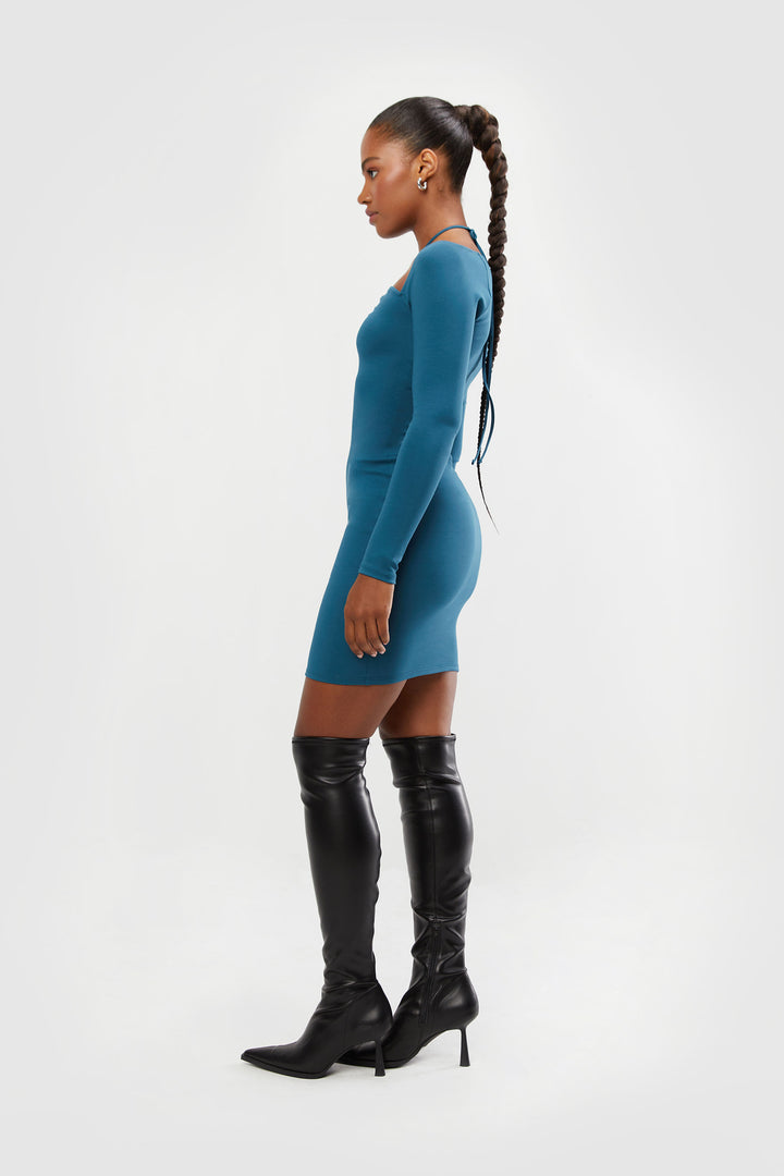 HALTER DRESS in Legion Blue — alternate angle