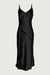 V-neck satin slip dress in black — main image