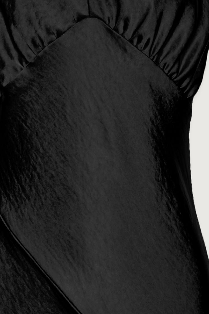 V-NECK SATIN SLIP DRESS in Black — alternate angle