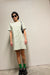 Striped t-shirt dress in coconut milk green grass stripe — main image