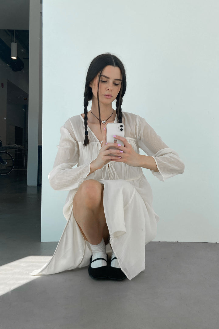 BOHO MIDI DRESS in Seedpearl — alternate angle