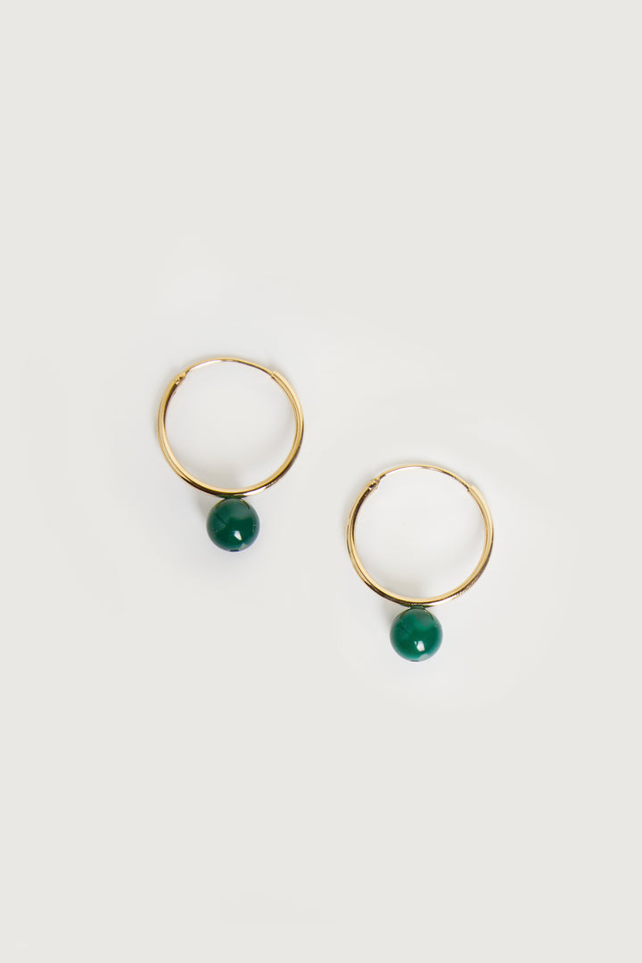 HOOP EARRING WITH GEMSTONE in Seamoss — alternate angle