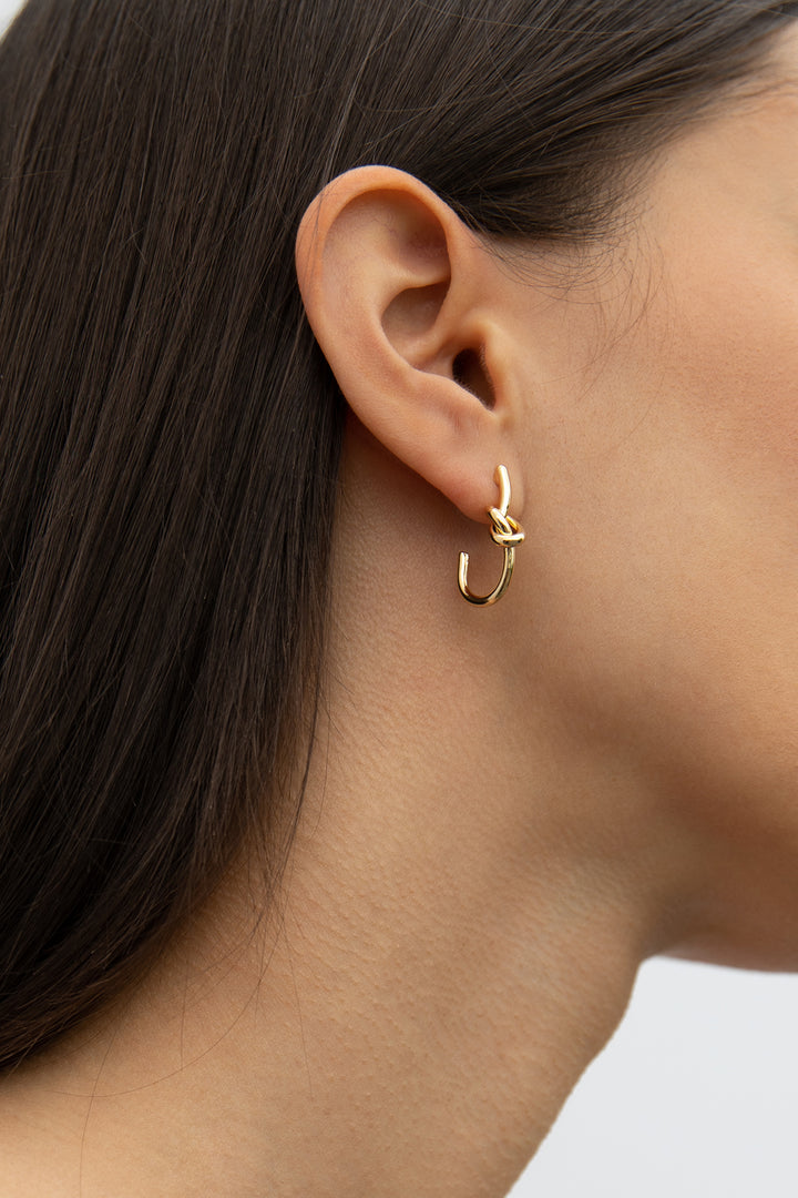 KNOT OPEN HOOP EARRING in Gold — alternate angle