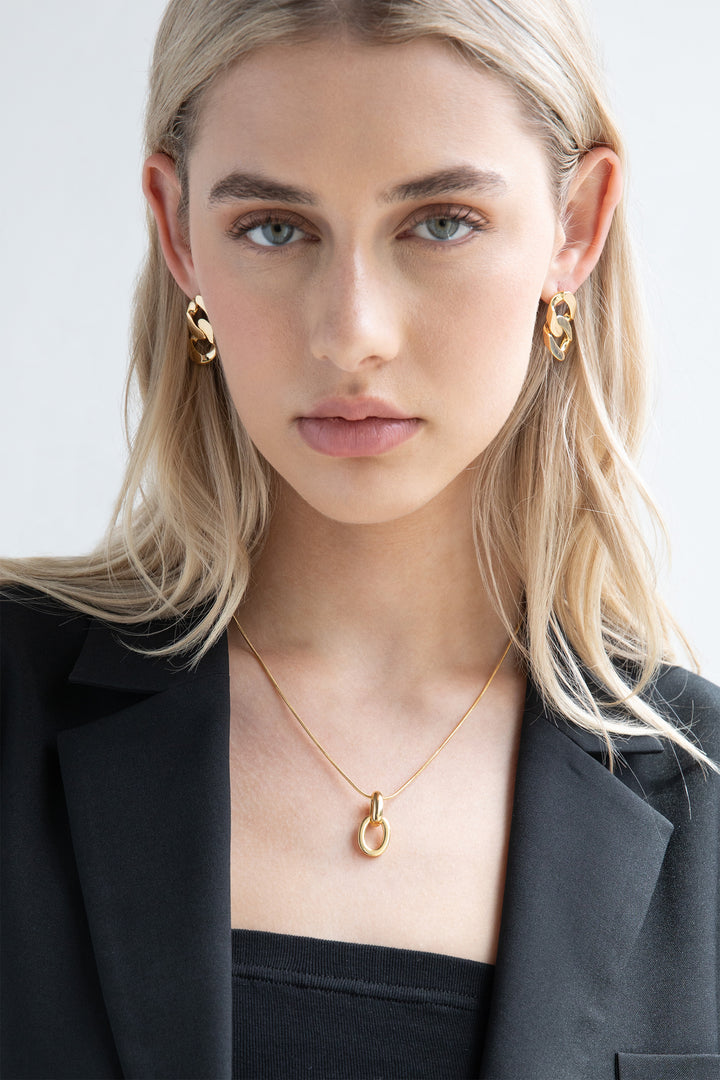 CUBAN LINK DROP EARRING in Gold — alternate angle
