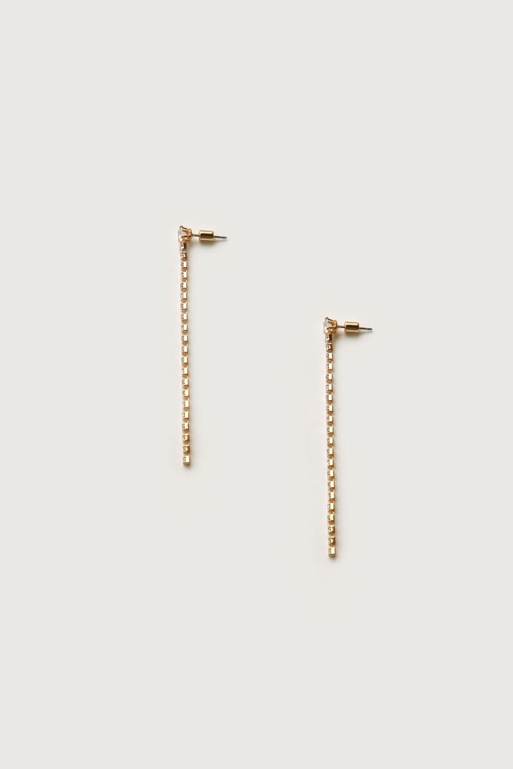 RHINESTONE DROP EARRINGS in Gold — alternate angle