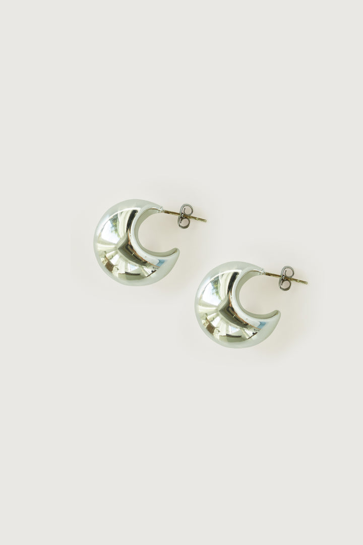 CHUNKY HALF MOON EARRING in Silver — alternate angle