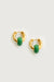 Thick hoops with green stone in gold — main image