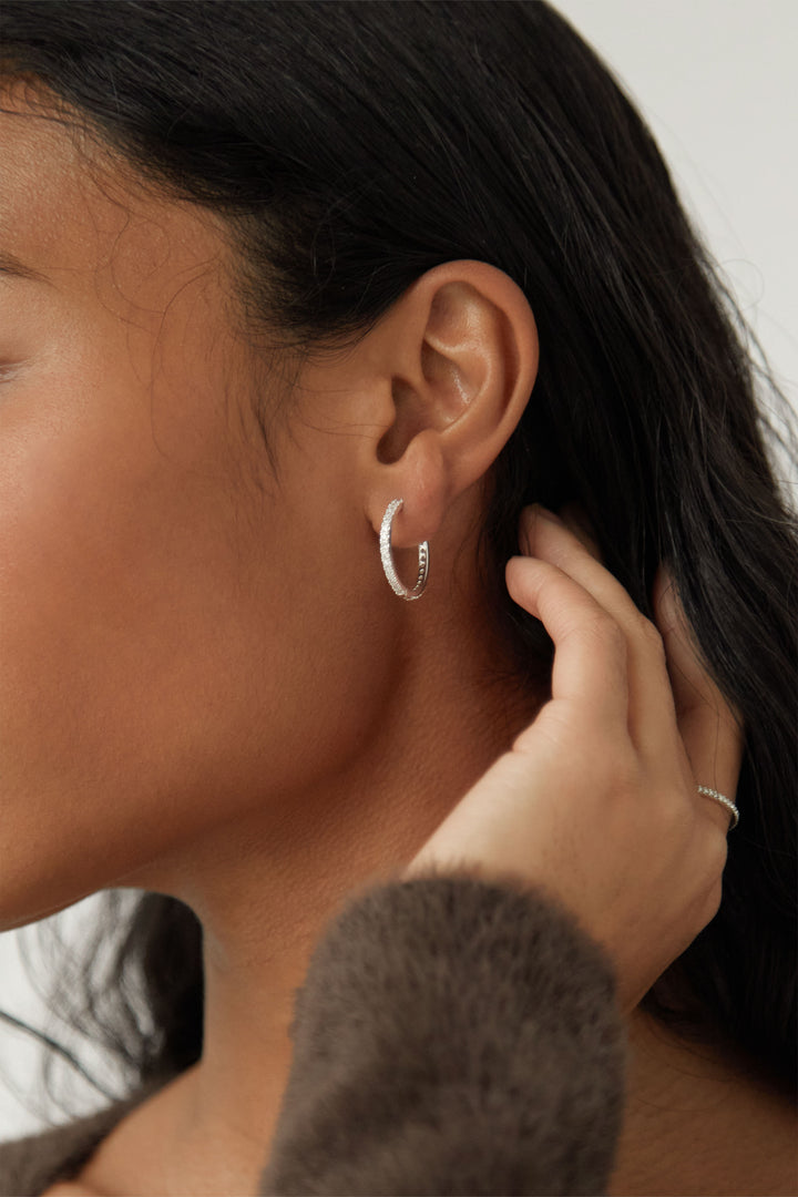 ZIRCONIA HOOPS in Silver — alternate angle