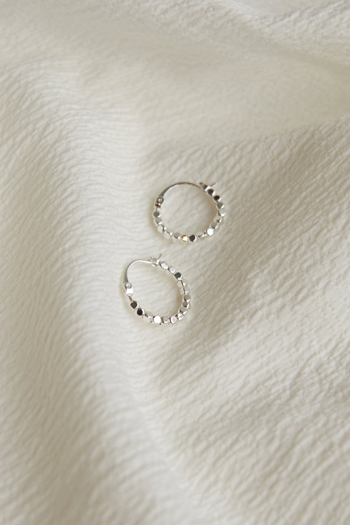 BEADED HOOPS in Silver — alternate angle