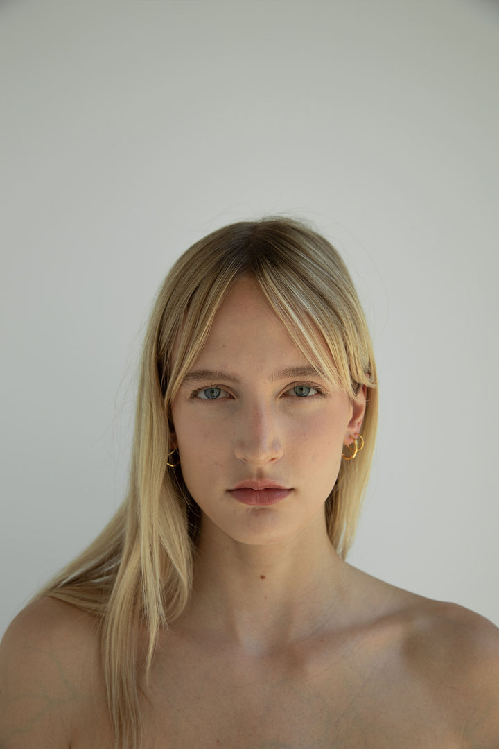 SET OF TWO HOOPS in Gold — alternate angle