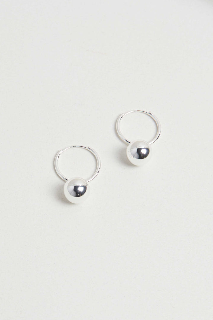 BALL DROP HOOPS in Silver — alternate angle