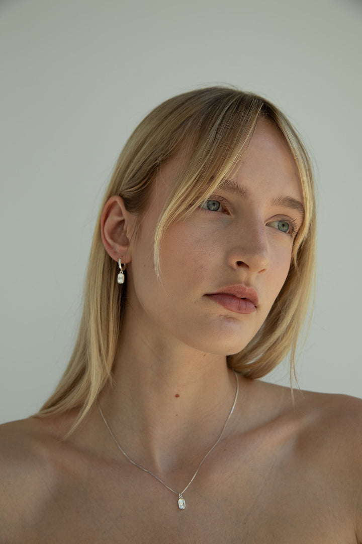 HOOP WITH PENDANT in Silver — alternate angle