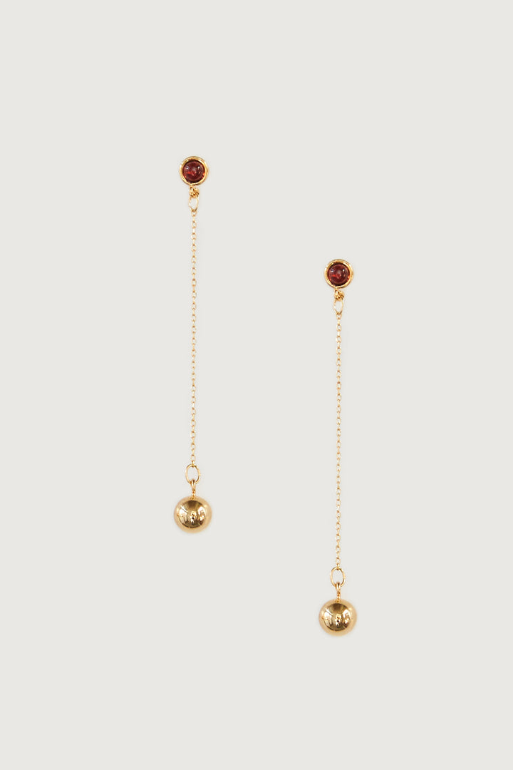 DROP CHAIN SPHERE EARRING in Red — alternate angle