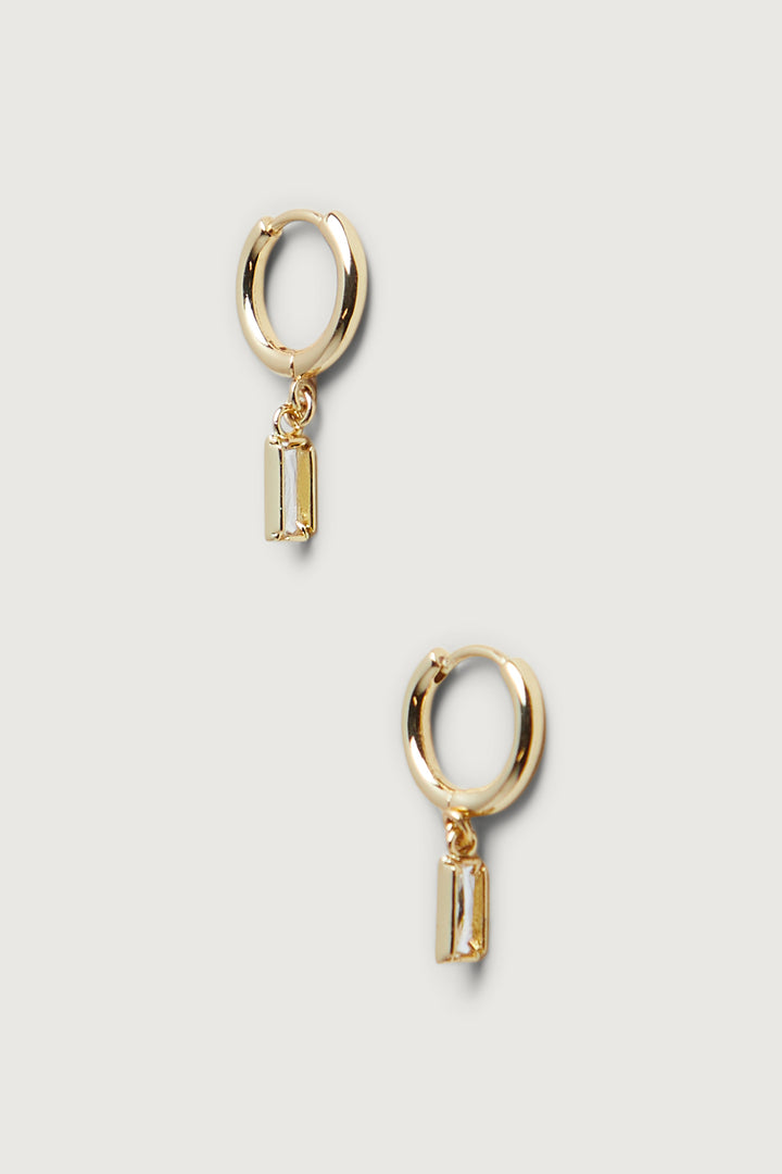SMALL HOOPS WITH BAGUETTE ZIRCONIA in Gold — alternate angle