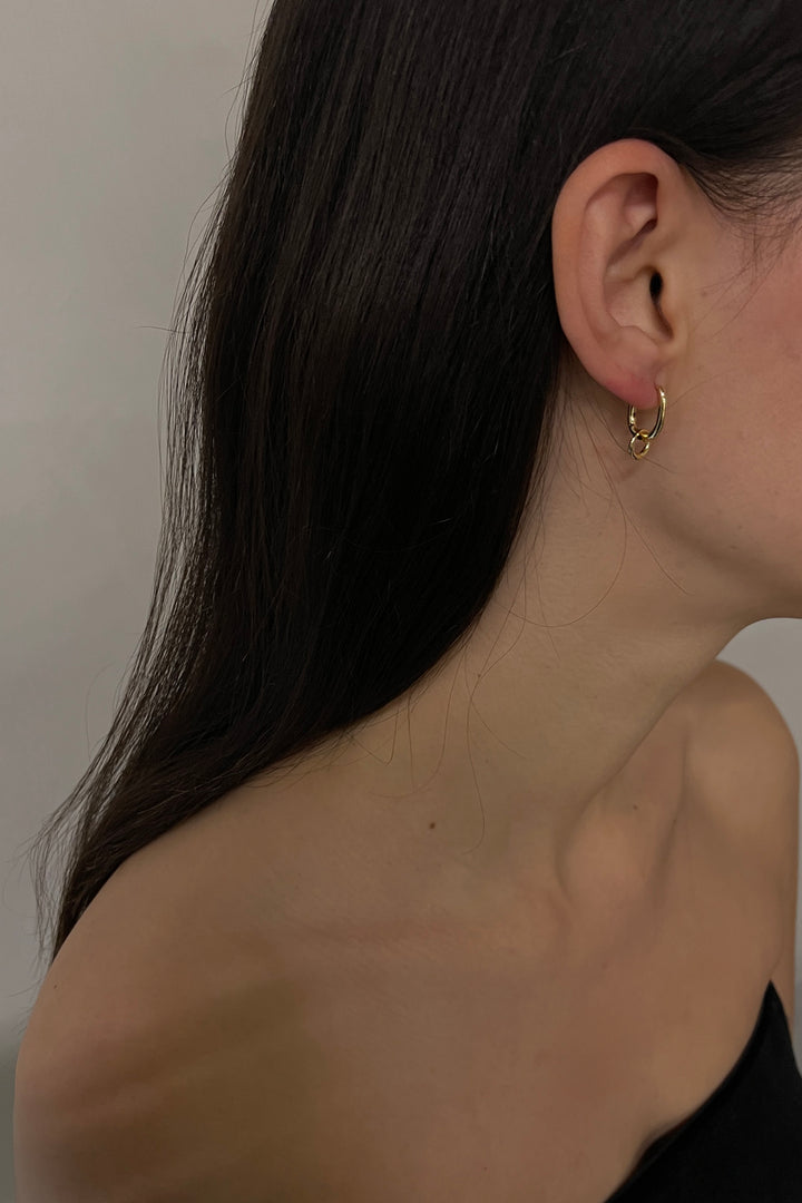 HOOP PENDANT EARRING in Gold — alternate angle