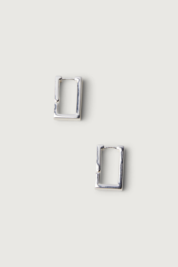 RECTANGULAR HOOP EARRING in Silver — alternate angle