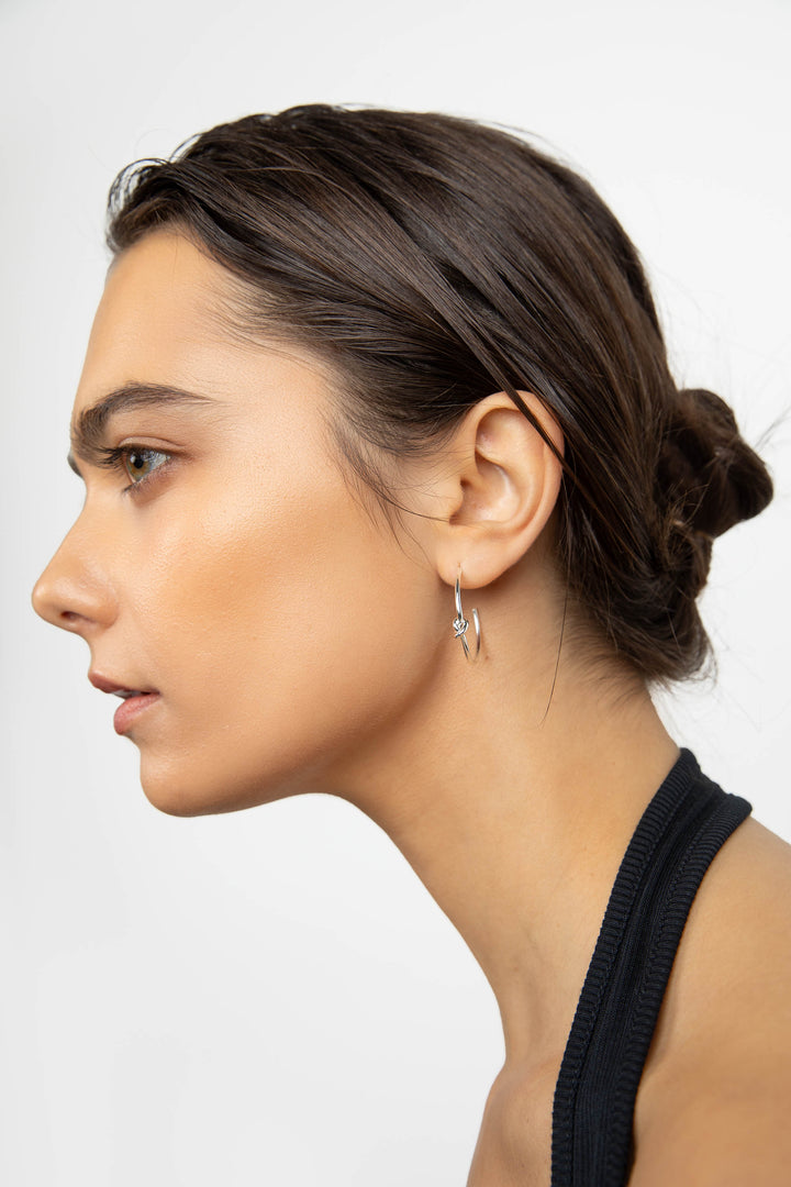 KNOT HOOP EARRING in Silver — alternate angle