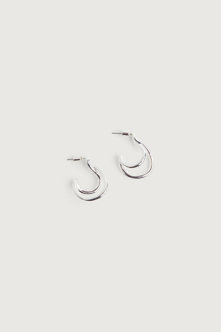 ABSTRACT DOUBLE HOOP in Silver — alternate angle