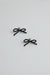 Beaded bow stud earring in black — main image
