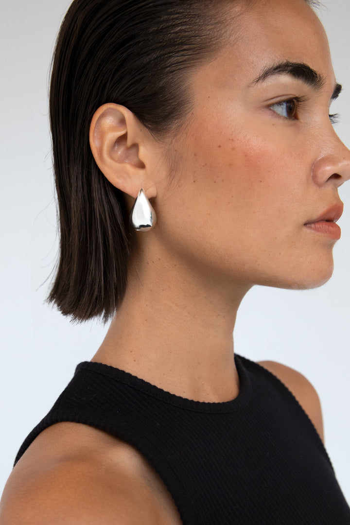 LARGE BUBBLE DROP EARRINGS in Silver — alternate angle