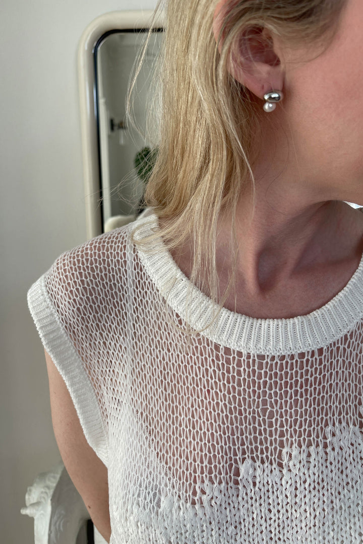 ORGANIC PEARL EARRING in Silver — alternate angle