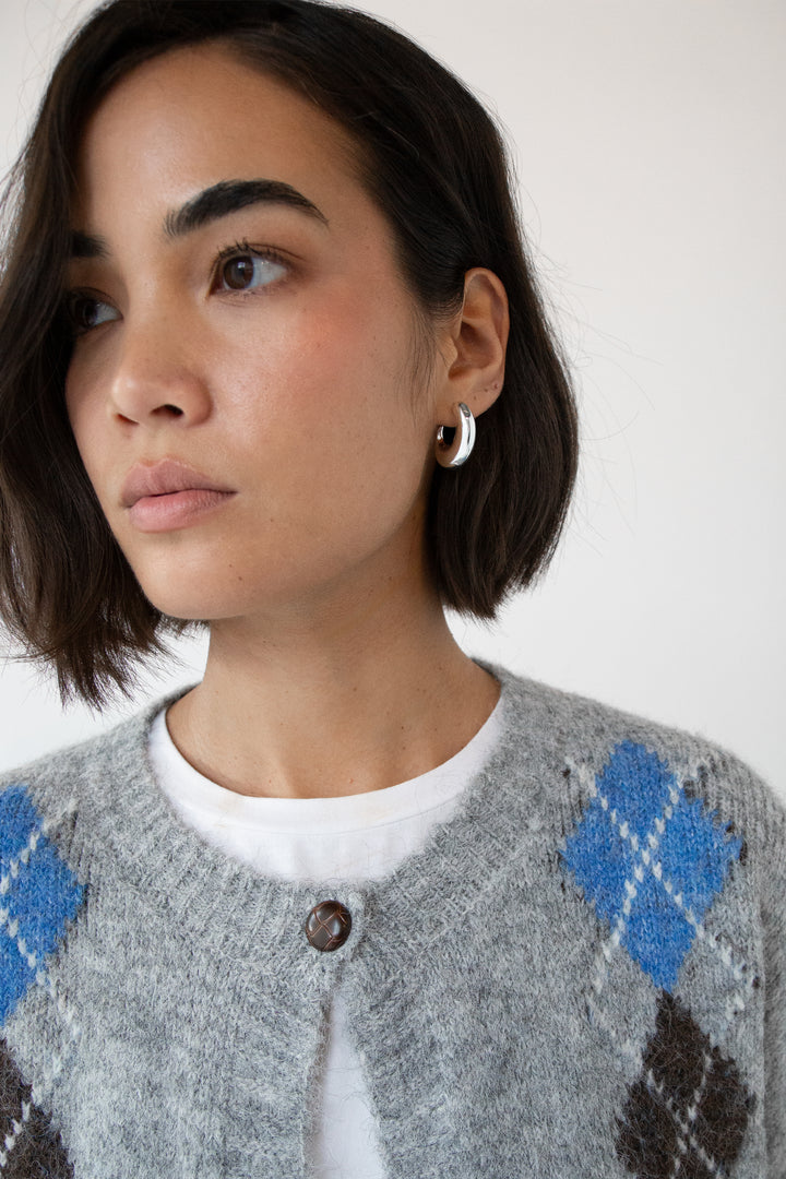 ABSTRACT CRESCENT HOOPS in Silver — alternate angle