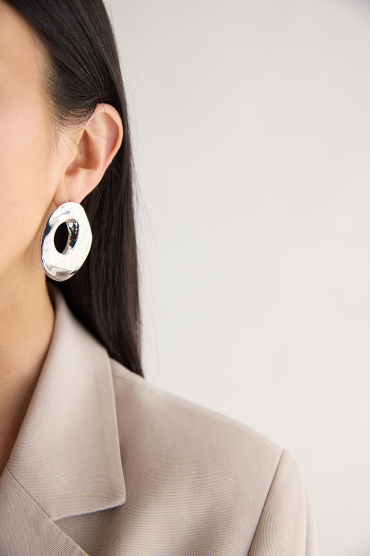 RIPPLE EARRINGS in Silver — alternate angle