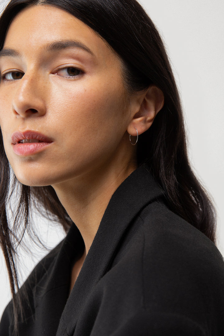 SMALL DAINTY HOOP in Silver — alternate angle