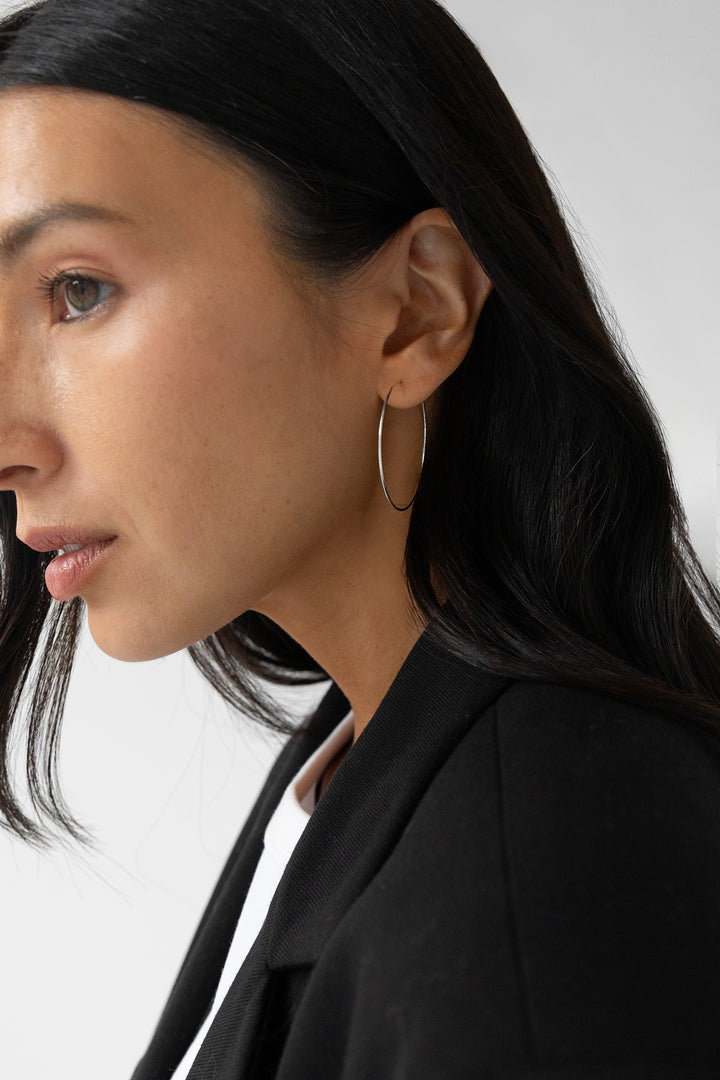 MEDIUM DAINTY HOOP in Silver — alternate angle