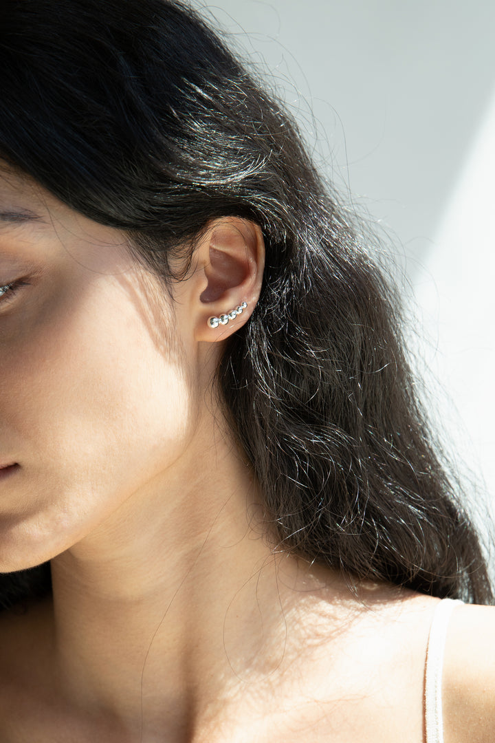 CLIMBER SPHERE EARRINGS in Silver — alternate angle