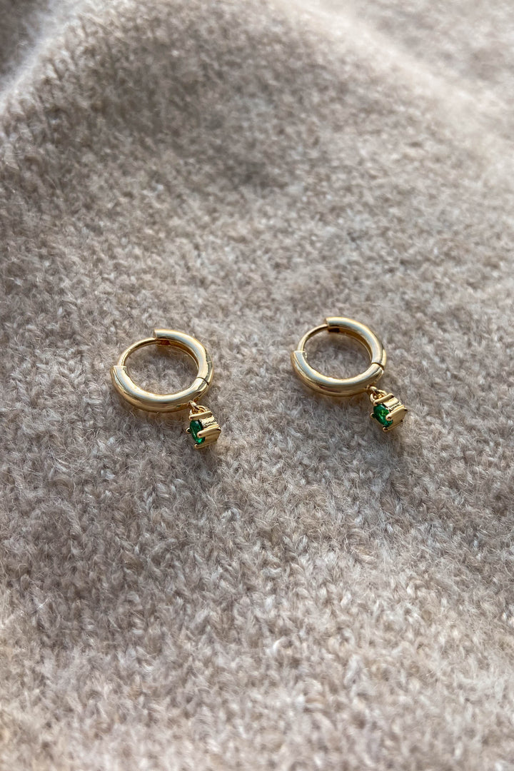 CHARM HUGGIE HOOP in Gold Green — alternate angle