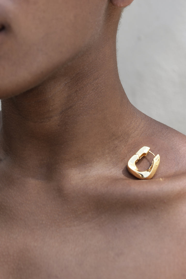 ABSTRACT HOOP EARRINGS in Gold — alternate angle