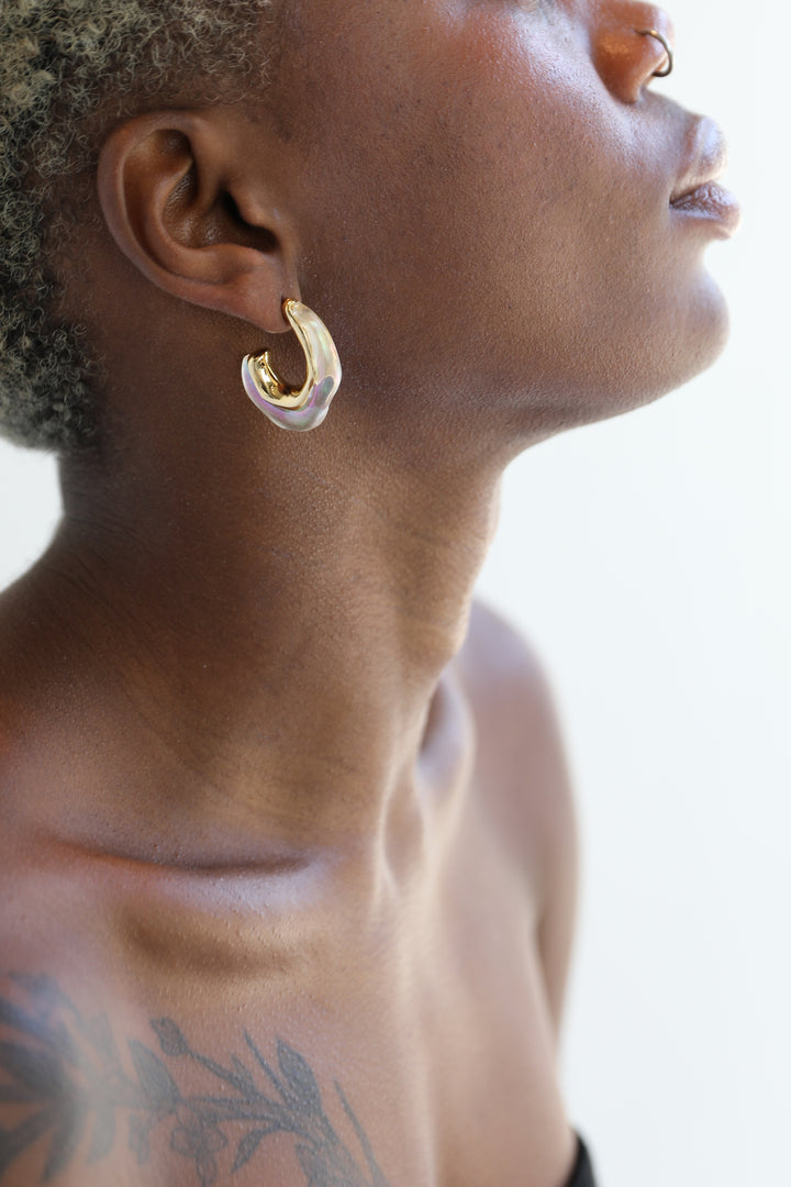 ABSTRACT EARRINGS in Gold — alternate angle