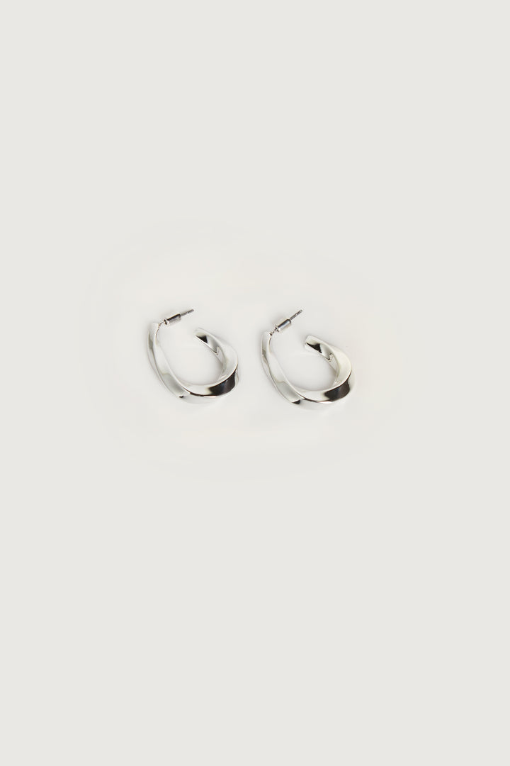 ABSTRACT OPEN HOOP EARRING in Silver — alternate angle