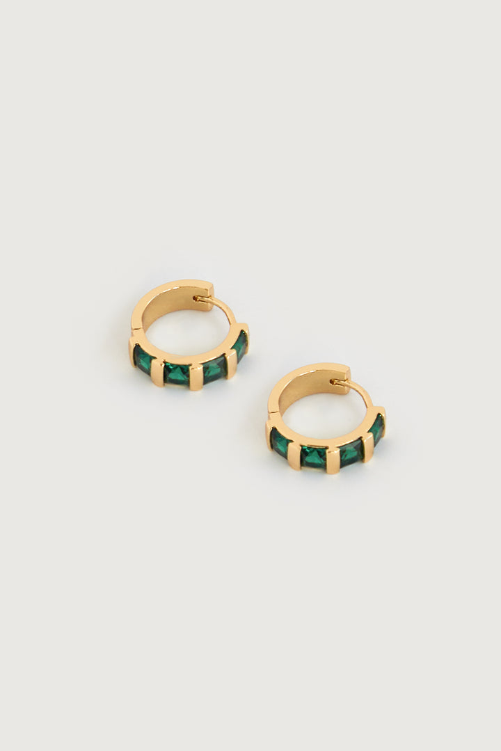 SMALL ZIRCONIA HOOP EARRING in Gold — alternate angle