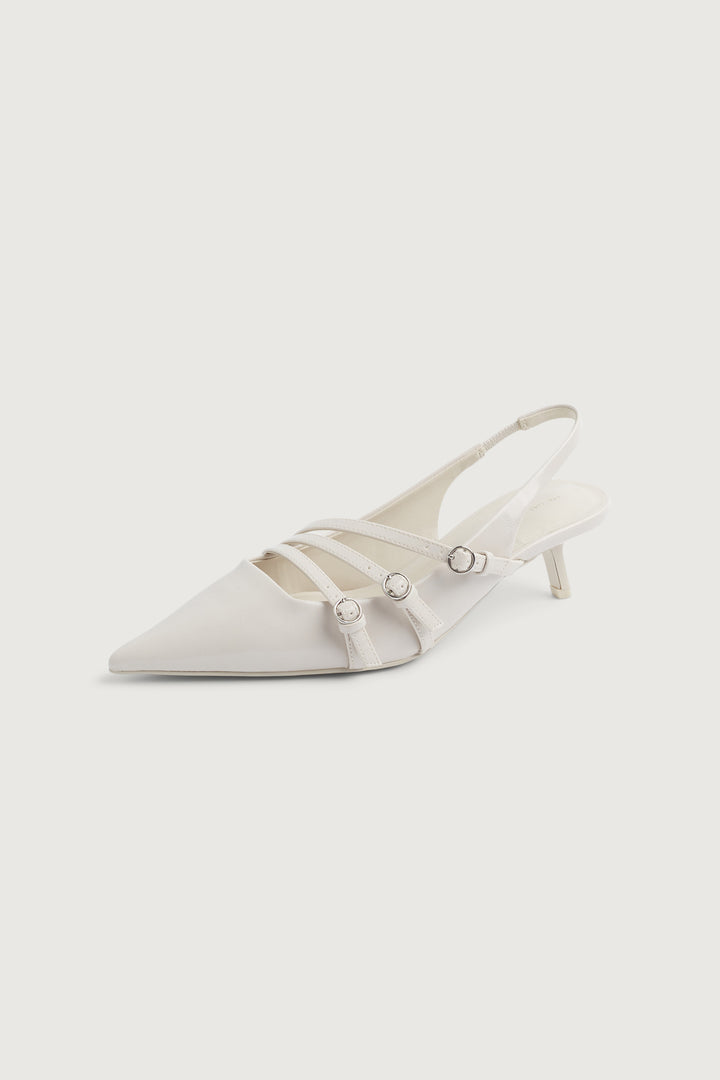 STRAPPY POINTED MULE in Beige — alternate angle