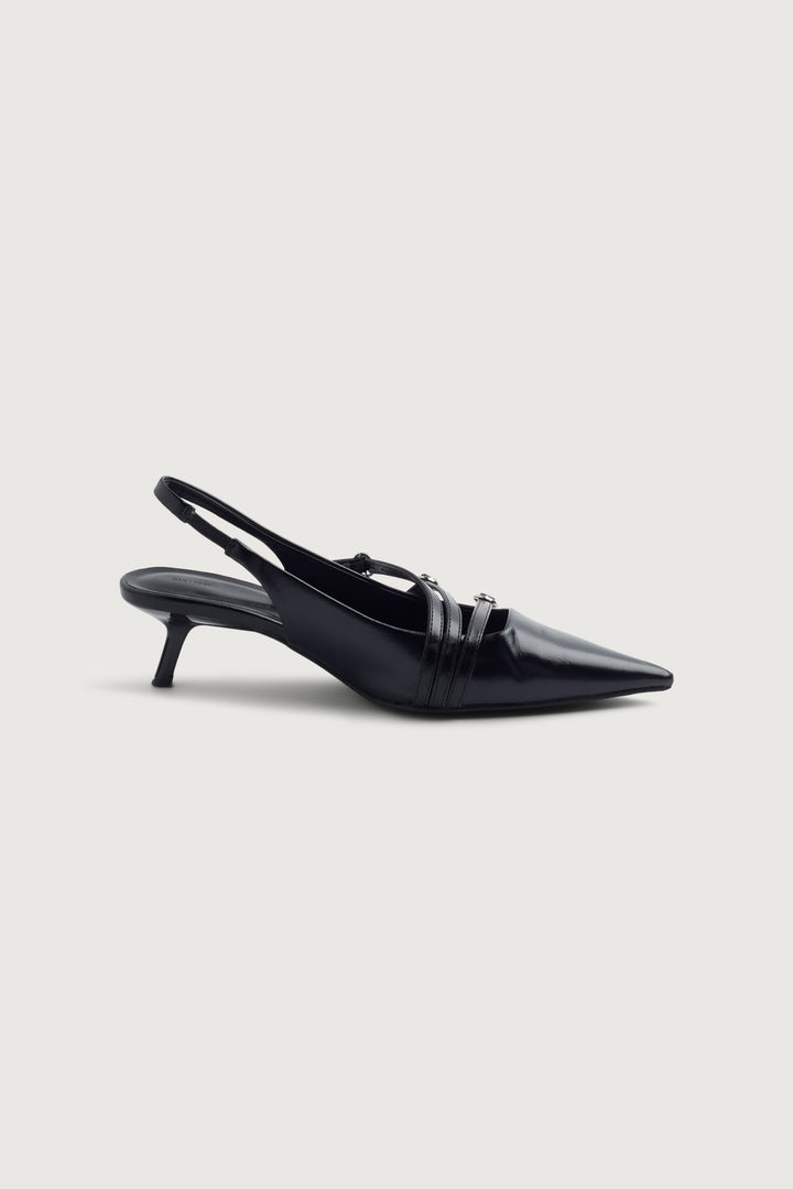 STRAPPY POINTED MULE in Black — alternate angle
