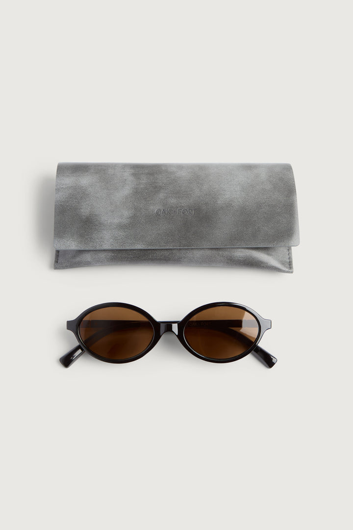 OVAL SUNGLASSES in Black Brown — alternate angle