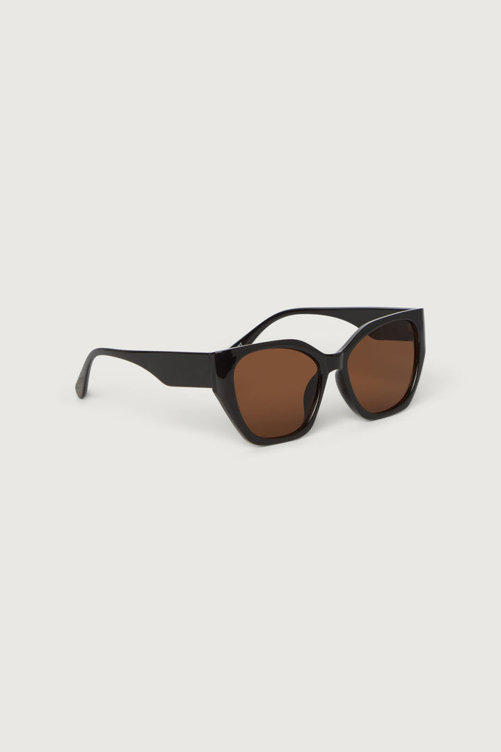 LARGE CAT EYE SUNGLASSES in Coffee Brown — alternate angle