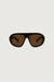 Curved aviator sunglasses in black brown tint — main image