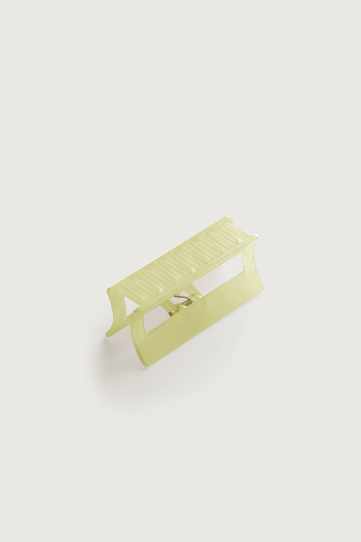 RECTANGULAR HAIR CLIP in Muted Lime — alternate angle