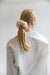 Crinkled oversized hair scrunchie in cream — main image