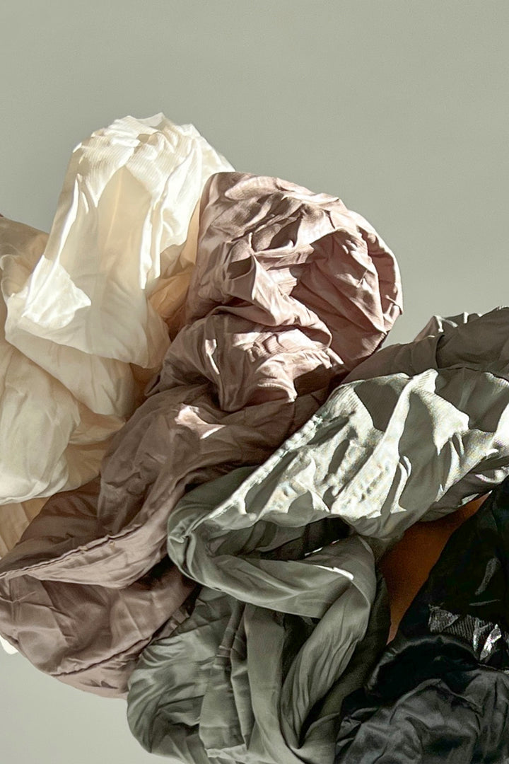 CRINKLED OVERSIZED HAIR SCRUNCHIE in Cream — alternate angle