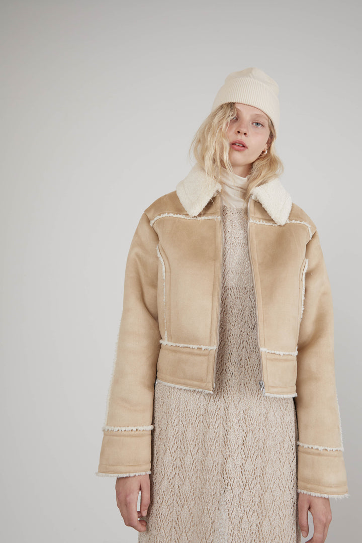 CLASSIC RIBBED BEANIE in Oatmeal — alternate angle