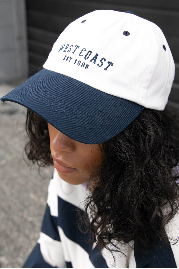 BASEBALL CAP in Cream Navy — alternate angle