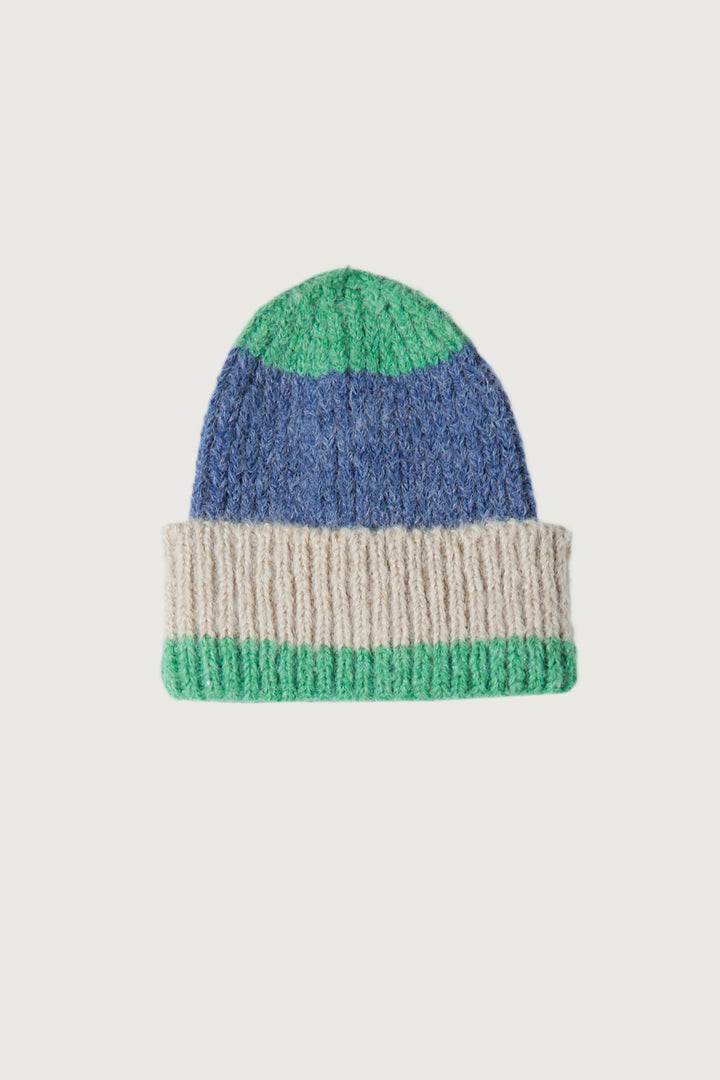 COLOR BLOCK BEANIE in Green — alternate angle