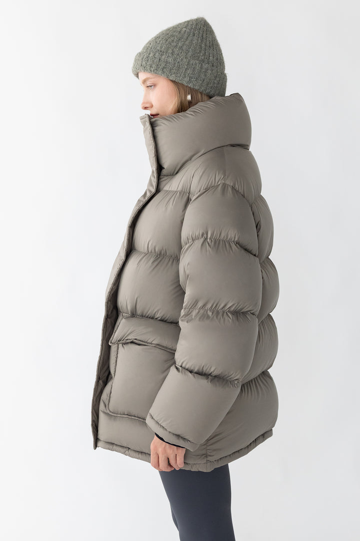 WOOL BLEND RIBBED BEANIE in Vetiver — alternate angle