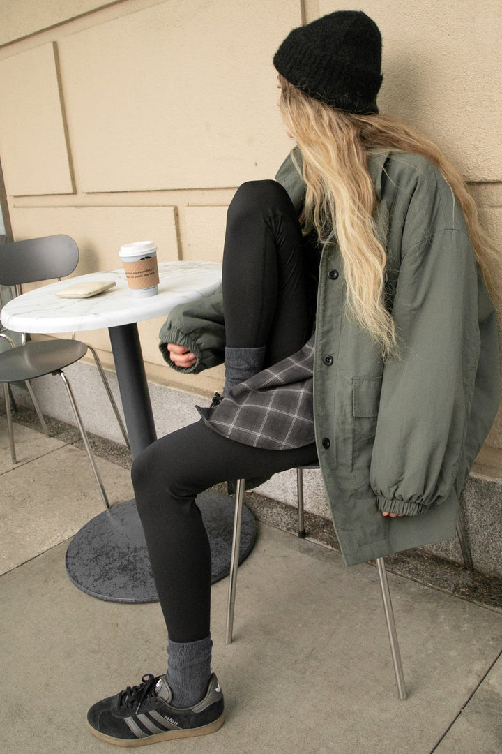 SOLID COLOR BEANIE in Black — alternate angle