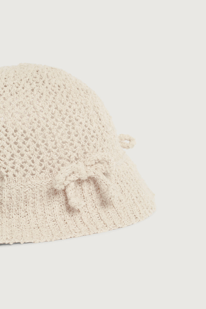 CROCHET BUCKET HAT in Beige — alternate angle